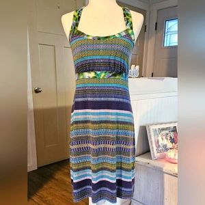Worn Once!- DAKINI - Purple, Blue, Green stretch knit Dress, - Size M
